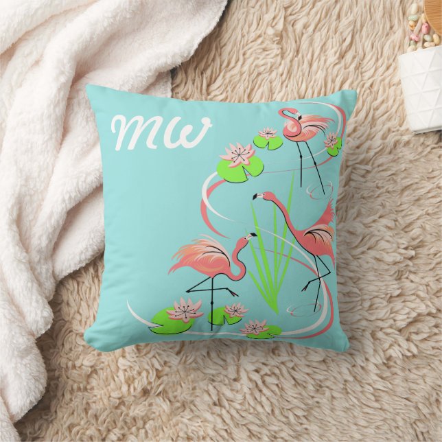 Coussin Flamant rose Fandango Trio monogramme lancer oreil (Couverture)