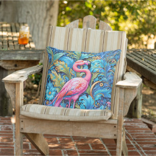 Coussin Flamant Rose Jungle Tropicale Luxuriante Botanique