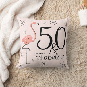 Coussin Flamant rose rose '50 et fabuleux!' jetez l'oreill