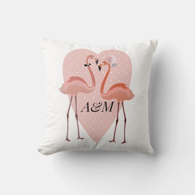 Coussin Flamant rose rose chic amour coeur (Recto)