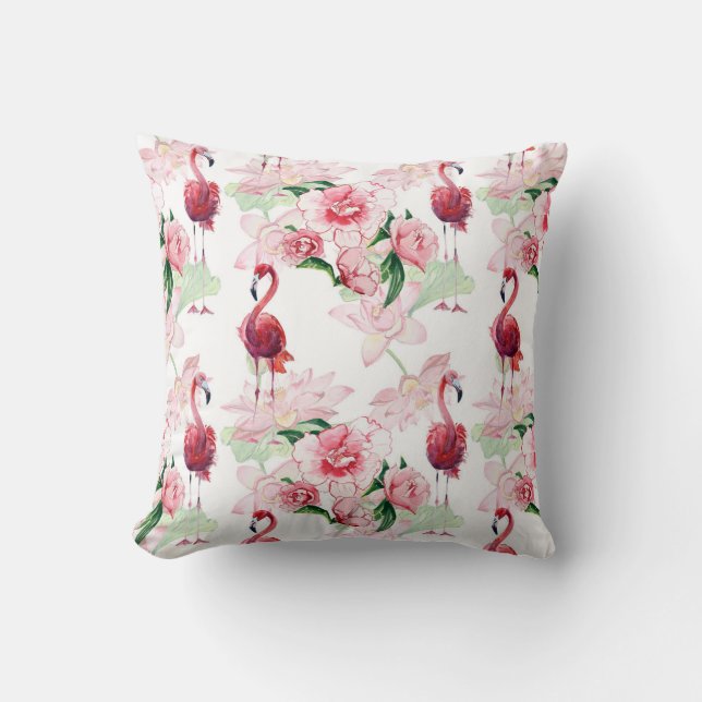 Coussin Flamant rose rose : Élégance Motif sans couture (Recto)