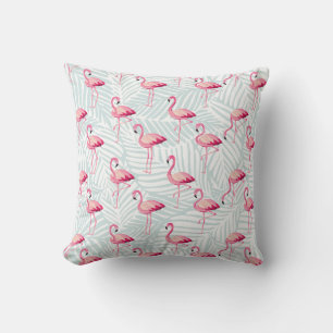 Coussin Flamant rose rose et Feuilles de palme - Cute