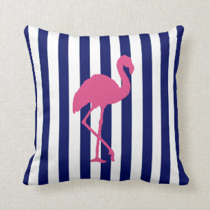 Coussin Flamant rose rose et marine