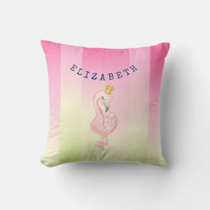 Coussin Flamant rose rose mignon Ombre rayé