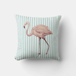 Coussin Flamant rose rose Turquoise et blanc Lisse oreille