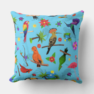 Coussin Flamant rose Toucan Et Arara Motif Oiseaux Sans Me