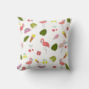 Coussin Flamant rose tropical Palm Tree Motif