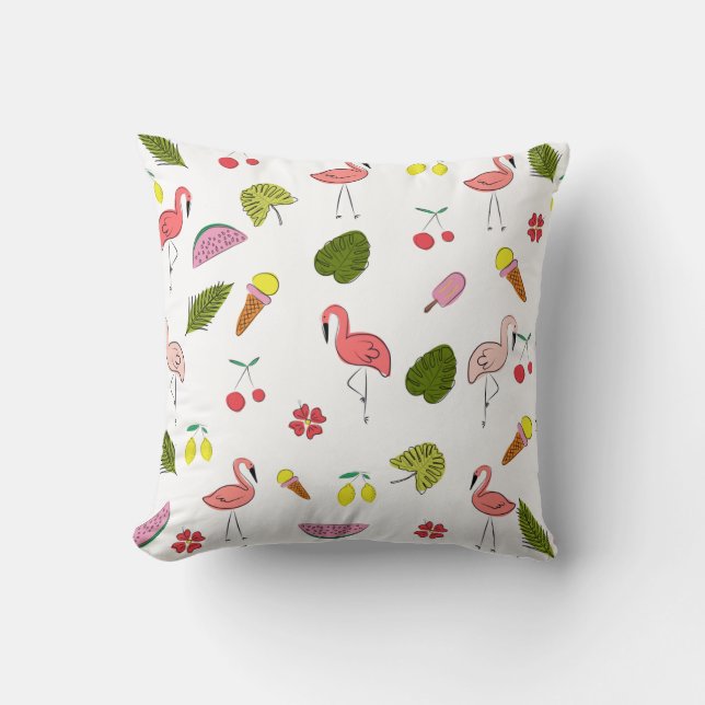 Coussin Flamant rose tropical Palm Tree Motif (Recto)