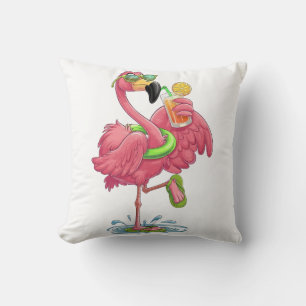 Coussin Flamant rose vacances d'été
