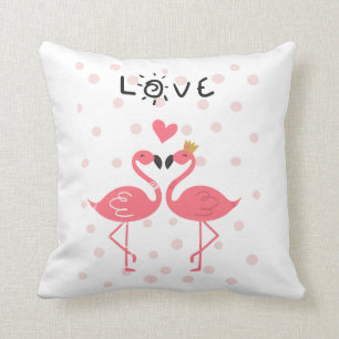 Coussin Flamants roses amoureux