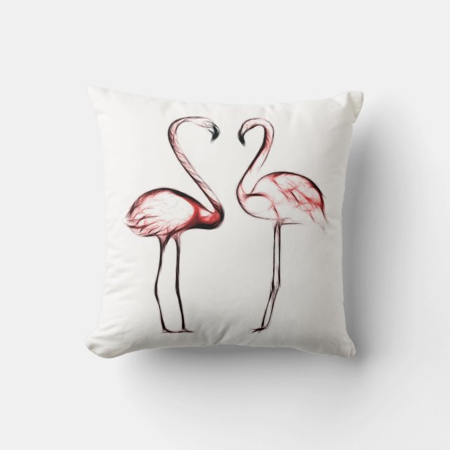 Coussin Flamants Roses Flamingo Rose Pêche Tropical (Recto)