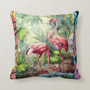 Coussin Flamants roses roses d'art déco