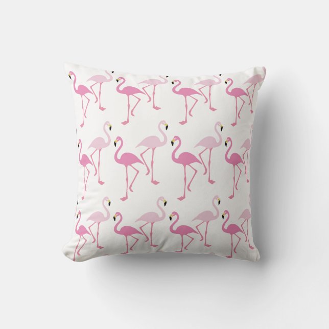 Coussin Flamants roses roses tropicaux rétro (Recto)