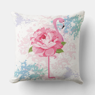 Coussin Flamingo peint à la main