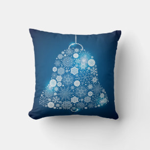 Coussin Flammes de neige blanches et bleues brillantes Bel