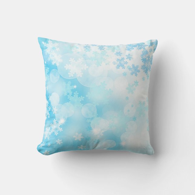 Coussin Flammes de neige bleu glace (Recto)