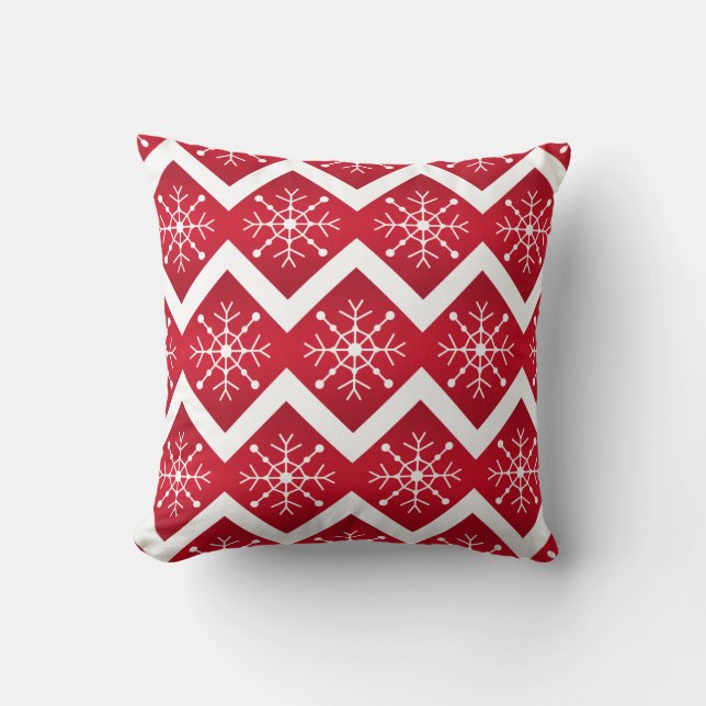 Coussin Flammes de neige rouges et blanches de Noël Motif  (Recto)