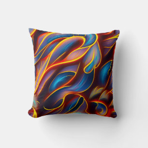 Coussin Flammes rouges bleues Abstraites