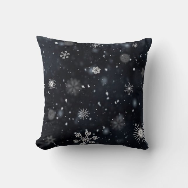 Coussin Flèche de neige noire et blanche (Recto)