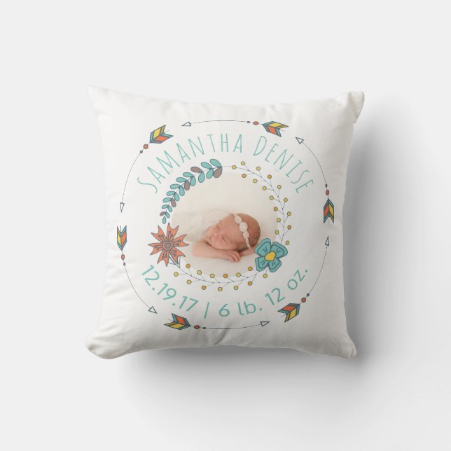 Coussin Flèche tribale Boho de photo de faire-part de (Recto)