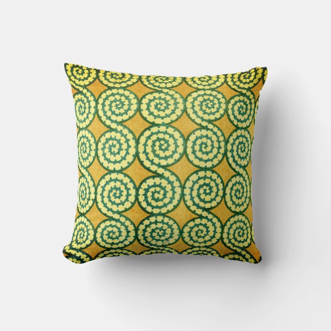 Coussin Flèches Abstraites vertes et jaunes (Recto)