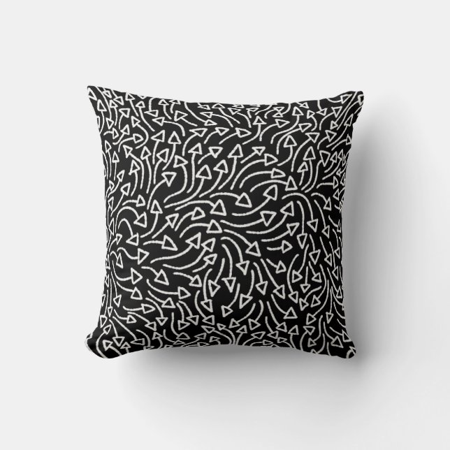 Coussin Flèches - Blanc sur Noir (Recto)