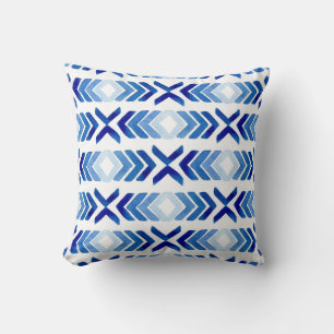 Coussin Flèches bleu Rhombus Motif aquarelle
