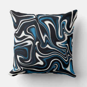 Coussin Flèches bleues, noires et blanches