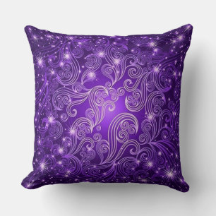 Coussin Flèches célestes pourpres et étoiles Jeter Oreille