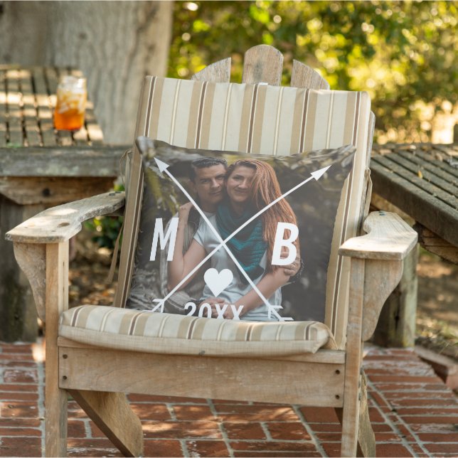 Coussin Flèches Coeur d'Amour Monogrammé Personnalisées 20 (Chaise)
