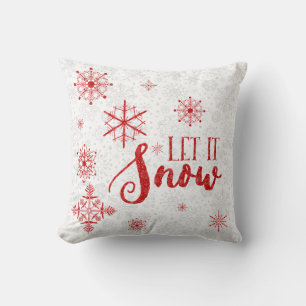 Coussin Flèches de neige modernes blanches et bordeaux - l