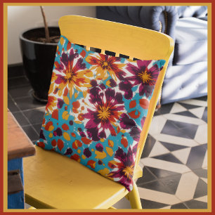 Coussin Fleur Abstraite et Motif de feuille colorée modern