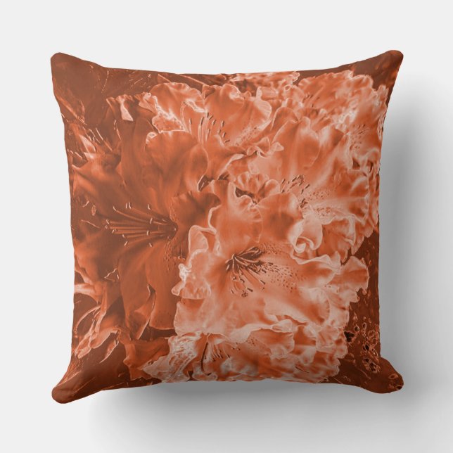 Coussin Fleur agrandie avec léger relief, saumon brun (Verso)