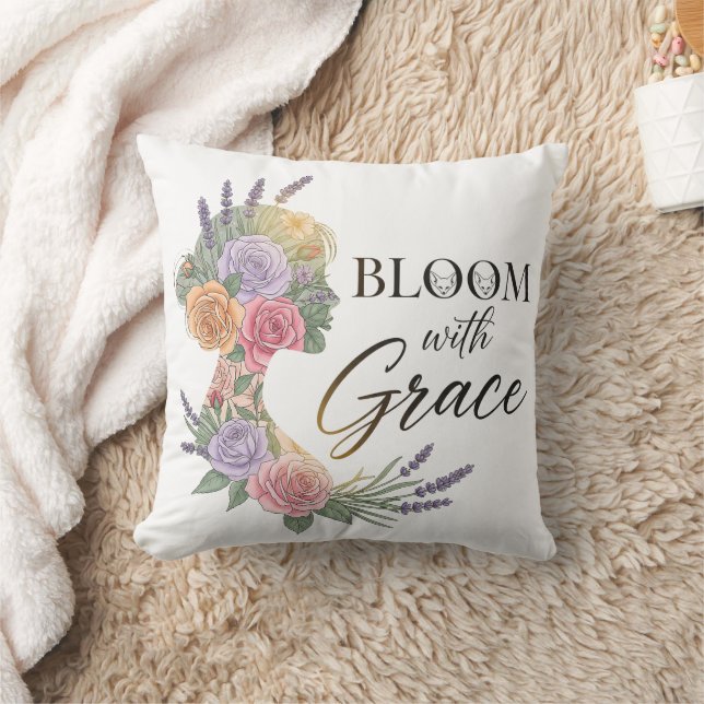 Coussin Fleur avec Grace Elegant Floral Femme Silhouette (Couverture)