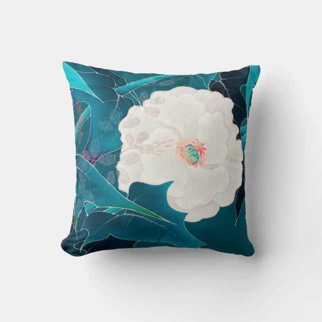 Coussin Fleur blanche, design japonais (Recto)