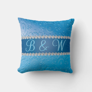 Coussin Fleur bleue Monogramme intégrée