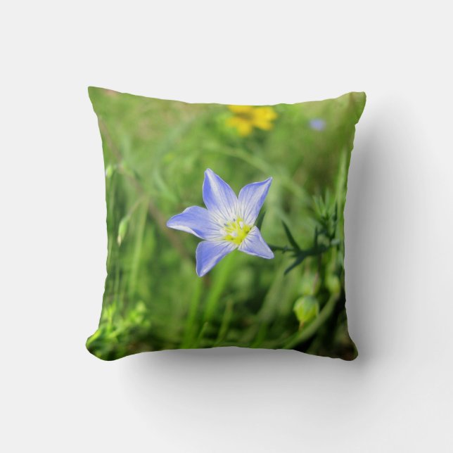 Coussin Fleur bleue sauvage de lin (Recto)