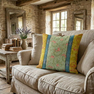 Coussin Fleur Chartreuse Élégant Vintage