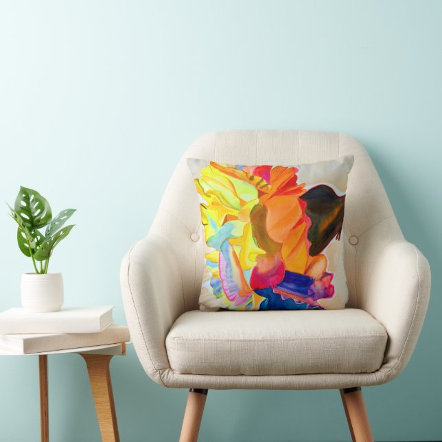Coussin Fleur d'aquarelle Neon Carnation (Chaise)