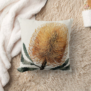 Coussin Fleur de Banksia aquarelle Art botanique 