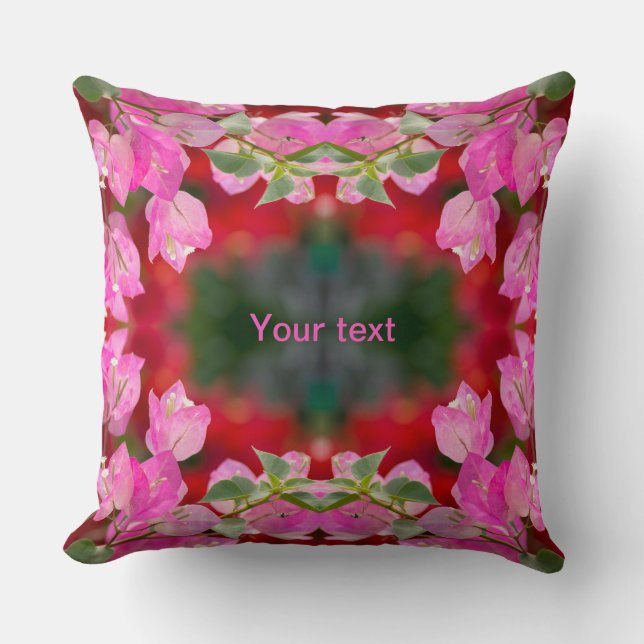 Coussin Fleur de bougainvilliers roses (Recto)