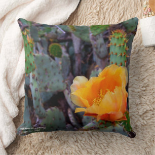 Coussin Fleur de cactus à poires orange