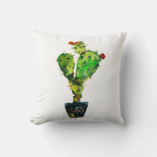 Coussin Fleur de cactus floral aquarelle sud-ouest boho