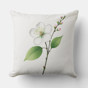 Coussin Fleur de cerisier blanc unique