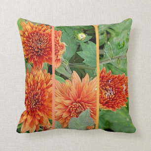Coussin Fleur de chrysanthème orange douce et vive