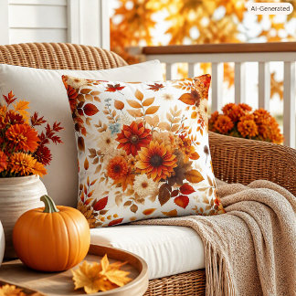 Coussin Fleur de cuivre automnal rustique Fleur de saison