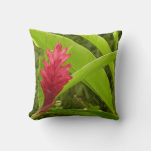 Coussin Fleur de gingembre rouge (Alpinia) tropicale
