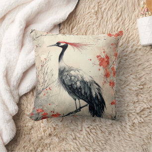 Coussin Fleur de Grue Cramoisi Lavis d'Encre (1)