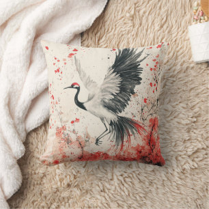 Coussin Fleur de Grue Cramoisi Lavis d'Encre (2)