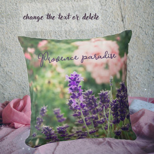 Coussin Fleur de lavande et rose du jardin provençal
